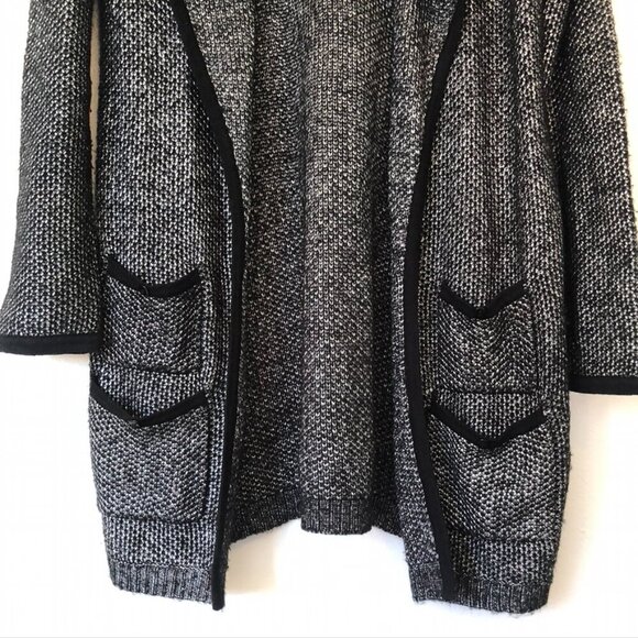 SOFT SURROUNDINGS Shelby Cardigan Black Gray Open Front Long Knit Sweater Small - Picture 4 of 11